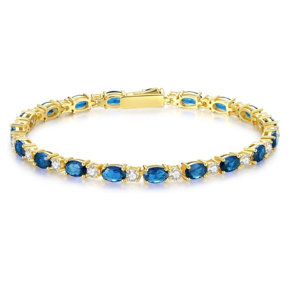 14k Gemstone and Diamond Tennis Bracelet - Picture 15 of 17